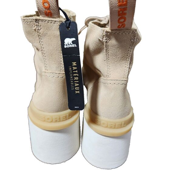 SOREL Hi-Line Waterproof Lace Up Leather Boot in Chalk Size 7 - Picture 8 of 11